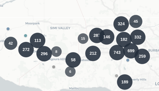 Map of reported crashes clustered by location