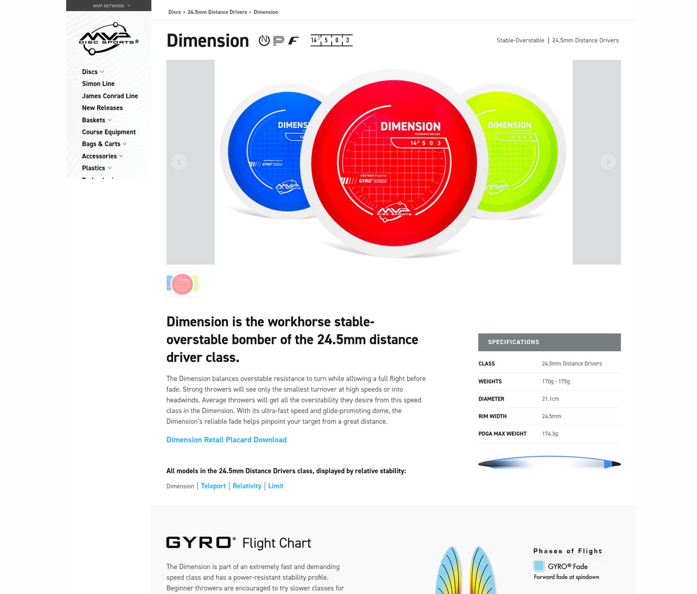 A disc product detail page with a flight-number breakdown, driven by custom fields