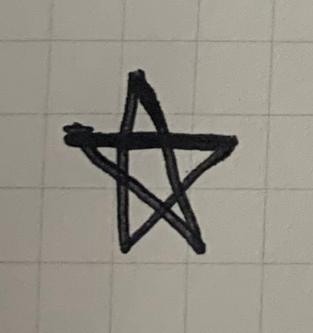 Early logo sketch: a five-pointed star