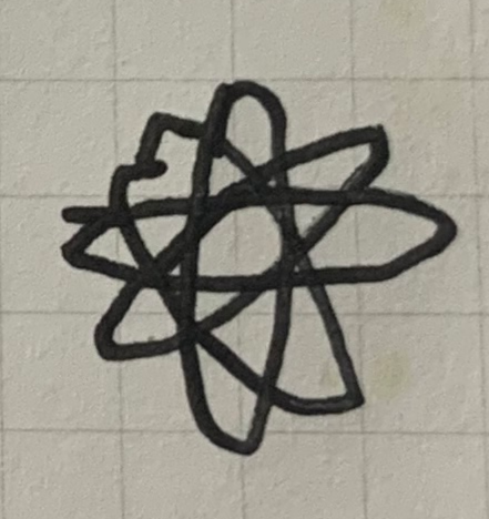 Early logo sketch: overlapping orbits, an atom shape
