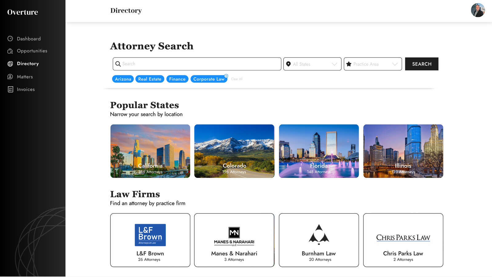 The Overture attorney directory and search